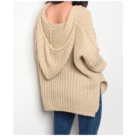 ❄️CHUNKY HOODIE CREAM SWEATER - Picture 5 of 14